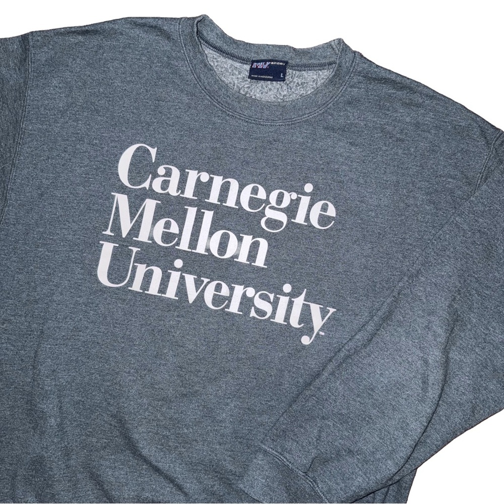 Vintage 90s MV Sport Gray Carnegie Mellon Collegiate Sweatshirt Preppy Academia
